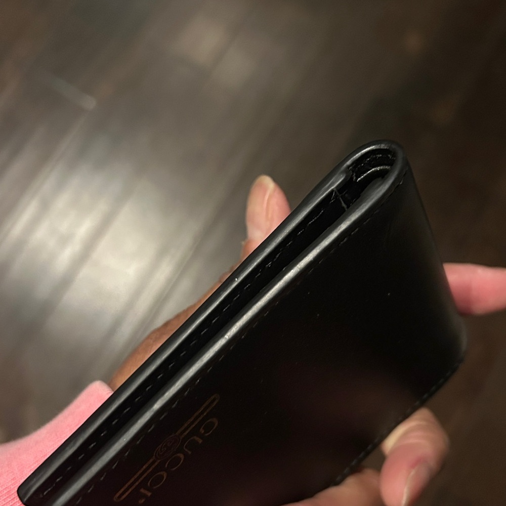 New👀Gucci Black Leather Card Holder with Gold Logo🥳🥳❌❌ - Picture 5 of 6